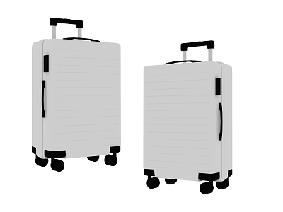 Modern White Hard Shell Suitcases with Black Wheels and Trolley Handles 3d model
