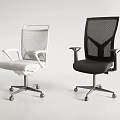Modern Mesh Office Chairs With Armrests And Wheeled Base In White Black