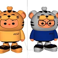 Cute Tiger Headwear Plush Dolls With White Orange ODR Clothes And Shoes