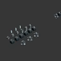 Black Geometric Cube With Silver Spiked Protrusions Against Red Background 3D Render