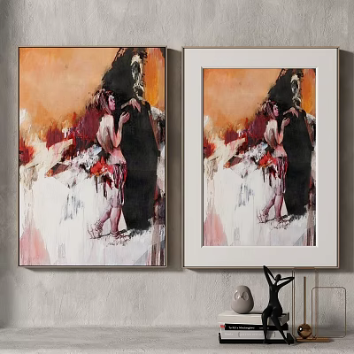 Modern abstract painting simple abstract texture decorative painting Italian minimalist 3d model