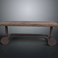 Sturdy Industrial Storage Shelf with Wooden Top and Metal Frame on Wheels