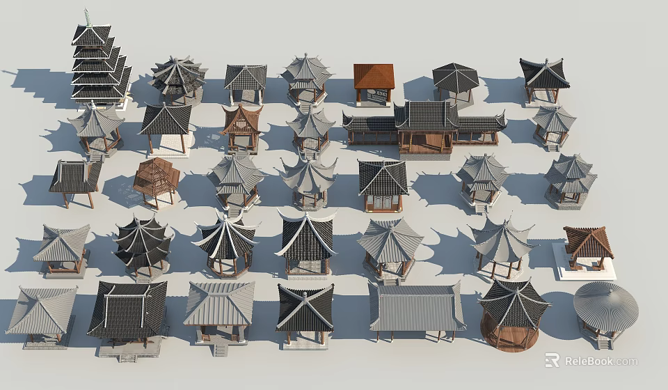 Traditional Roof Models With Various Architectural Designs And Style Variations 3d model 