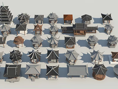 Traditional Roof Models With Various Architectural Designs And Style Variations 3d model