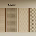 Set of Four Decorative Room Dividers With Diverse Patterns And Wooden Frames