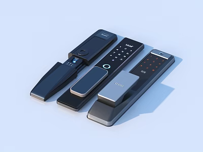 Smart Door Locks in Various Styles Black and Silver with Fingerprint Recognition and Keypad 3d model