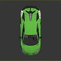 Green High Performance Sports Car With Rear Spoiler Black Wheels Red Interior Shiny Surface