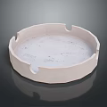 Round Concrete Ashtray With Textured Surface And Notched Design For Cigarettes 3d model