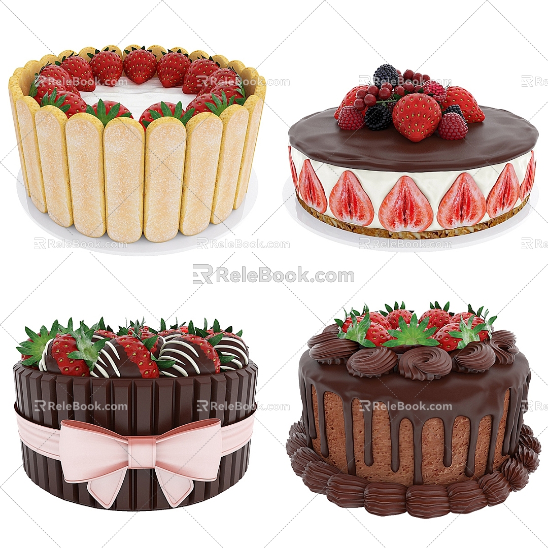 Cake Birthday Cake Ice Cream Cake Strawberry Cake 3d model