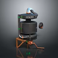 HTM 340 18 Mechanical Equipment With Black Body Copper Pipes Green Indicators And Metal Stand