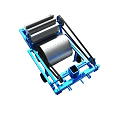 Blue Industrial Mechanical Equipment With Roller Wheels And Container Structure 3d model