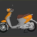 Orange And White Modern Scooter With Red Leather Seat Sleek Design And Side Mirrors