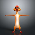 Playful Cartoon Meerkat With Orange And White Body Red Eyes Standing With Arms Outstretched