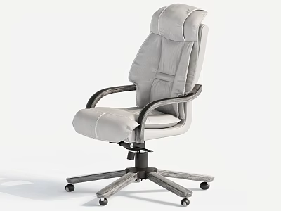 Light Gray Leather Office Chair With High Back Black Armrests And Five Pointed Base Wheels 3d model