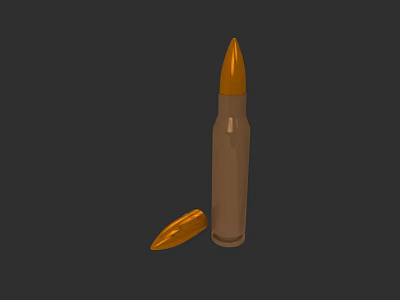 Military Bullet With Brown Body And Orange Tip On Dark Background 3d model