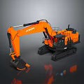 Hitachi Orange And Black Crawler Excavator With Large Bucket And Spacious Cab