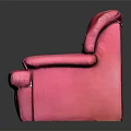 Pink Leather Single-seater Sofa With Armrest And Backrest Thick Design Shiny Surface Furniture