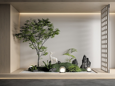 Modern courtyard sketch interior landscape landscaping plant combination plant pile micro landscape model