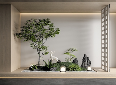 Modern courtyard sketch interior landscape landscaping plant combination plant pile micro landscape 3d model