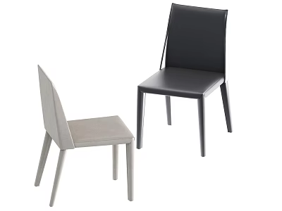 Modern Upholstered Dining Chairs In Light Grey And Black With Minimalist Design 3d model