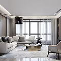 Modern Living Room Interior With Gray L Shaped Sofa Multiple Cushions Round Gold Coffee Table