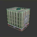 Industrial Equipment IBC Tote With Metal Frame Blue Lid And Pallet Base