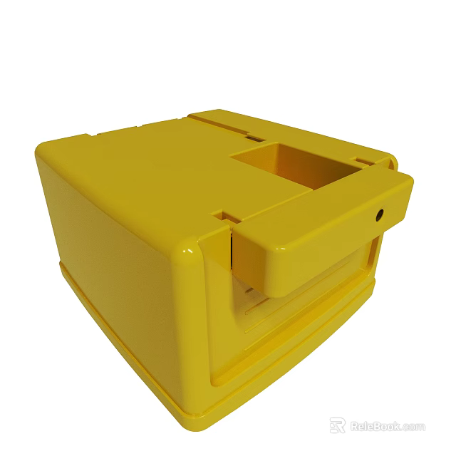 Yellow Plastic Box Design With Functional Structure And Storage Opening 3d model 