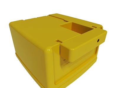 Yellow Plastic Box Design With Functional Structure And Storage Opening 3d model
