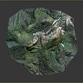 Detailed Colorful Natural Terrain With Green And Orange Textured Surface Features