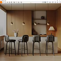 Modern Bar Chair Combination Bar Chair 3d model