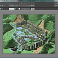Aerial Planning of Mountainous Residential Community with Water Features Greenery and Buildings