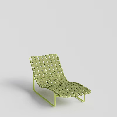 Green Woven Lounge Chair With Modern Metal Frame And Comfortable Design 3d model