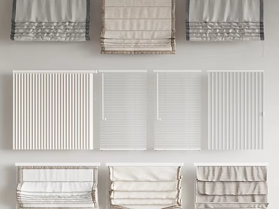 Stylish Modern Blinds in Folding and Flat Styles with Neutral Tones for Home Interiors 3d model