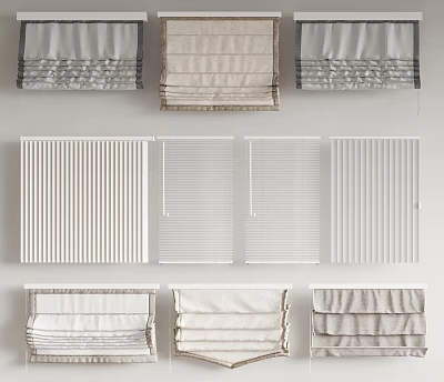 Stylish Modern Blinds in Folding and Flat Styles with Neutral Tones for Home Interiors 3d model