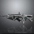 Futuristic Sci-Fi Gun Featuring Metallic Design Scope Green Light Indicator And Surface Reflection 3d model