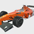 Orange Formula 1 Race Car With Aerodynamic Bodywork Large Tires And Jupiter Logo