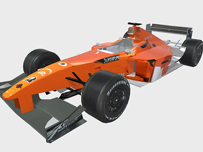 Orange Formula 1 Race Car With Aerodynamic Bodywork Large Tires And Jupiter Logo 3d model