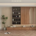 TV Background Cabinet Decorative Cabinet Bookcase Multifunctional Locker 3d model