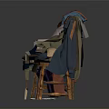 Six Chairs With Different Clothes Arranged On Simple White Background