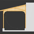 Detailed Architectural Model With Wooden Roof Yellow Columns And White Platform