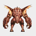 Game And Movie Character Red Winged Horned Muscular Scaled Clawed Monster