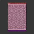 Beige Square Carpet With Geometric Pattern Woven Texture And Fringe Edges 3d model