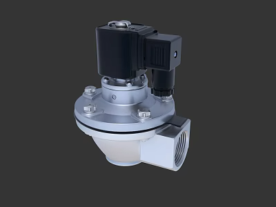 Industrial Solenoid Valve With Stainless Steel Body And Black Control Unit For Pneumatic Systems 3d model