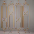 Elegant Modern Room Divider With Luxury Golden Metal Frame And Glass Panel Design