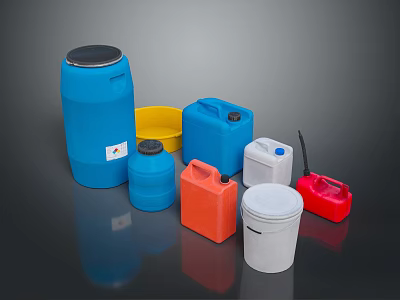 Colorful Household Plastic Containers with Various Sizes and Types for Daily Storage 3d model
