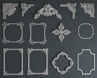 European-style line plaster carving 3d model