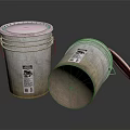 Two Metal Buckets With Labels And Open Lid For Household Storage