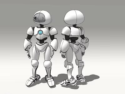 Smart Machine Design Featuring Front Back Views White Exterior And Blue Chest Detail 3d model