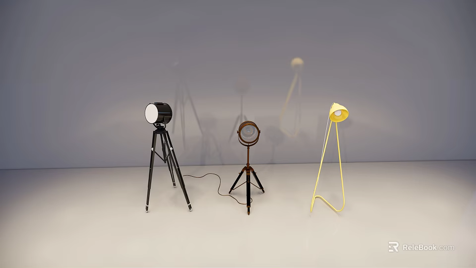 Modern Floor Lamps with Tripod Base and Minimalist Design for Living Room Interior 3d model 