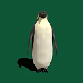 Emperor Penguin With Black And White Feathers And Yellow Neck Patch On Green Background